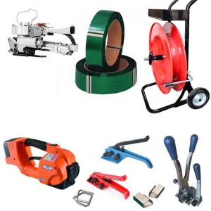 TES PRO kit de cerclage sur batterie, 12-16mm, 2x batterie, chargeur, sangle PET, chariot