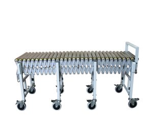 Convoyeur à rouleaux extensible en acier inoxydable sur roulettes